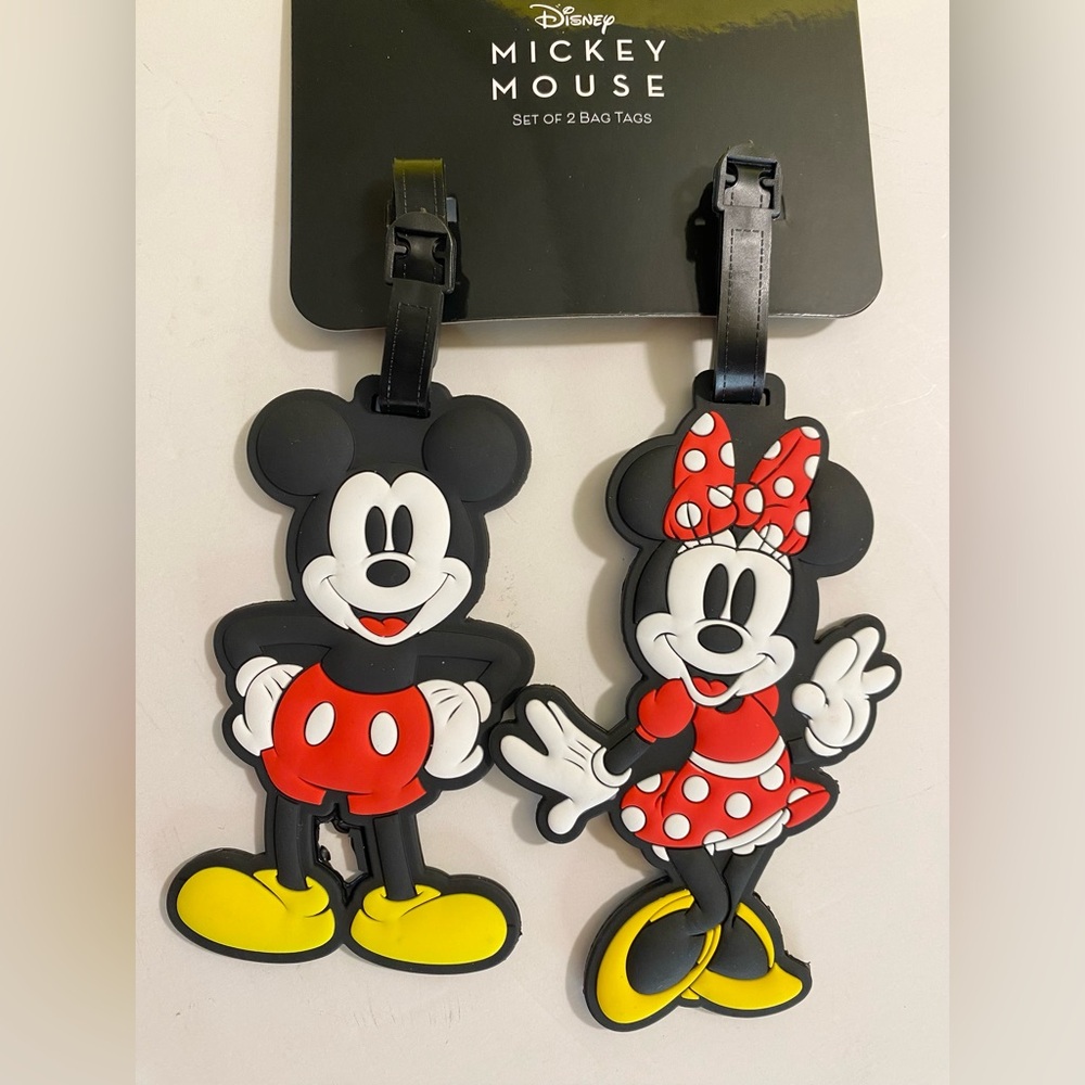 Disney Mickey & Minnie Character Luggage Tags - Black, Red, Yellow, White - Picture 2 of 3
